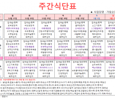 1월 1주차 주간식단표