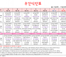 8월 1주차 주간식단표